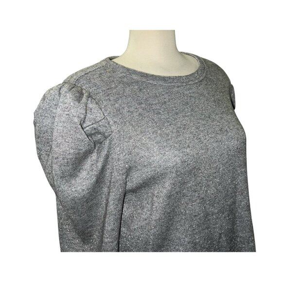 Les Serein Silver Puff Sleeve Sweater Womens Sz XXL Lightweight Rayon Blend Crew - Picture 6 of 11